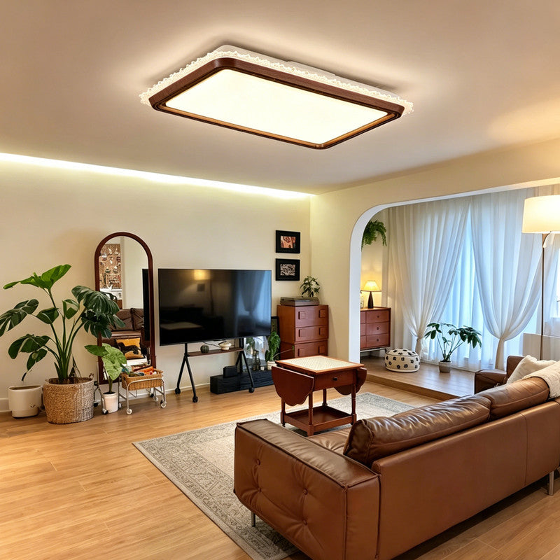 Bladeless Ceiling Fan with Light, Mid-century Modern Style, Full Spectrum LED, Flush Mount Ceiling Fan for Living Room