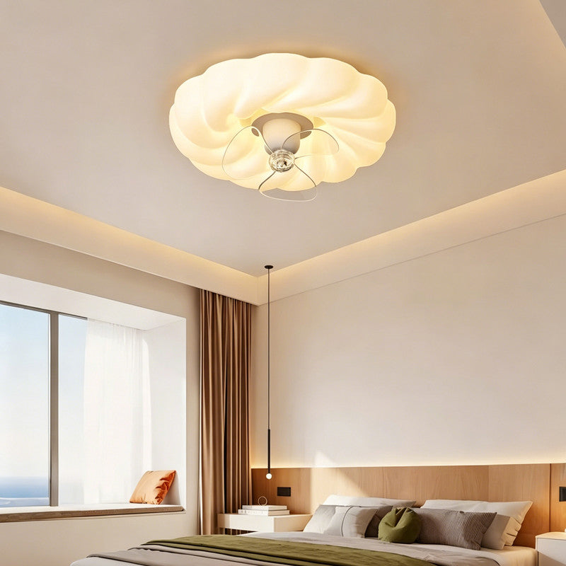 42 in. Ceiling Fan with Light, Cream Style, Flush Mount, Full Spectrum LED, Indoor Fan for Bedroom & Kids Room