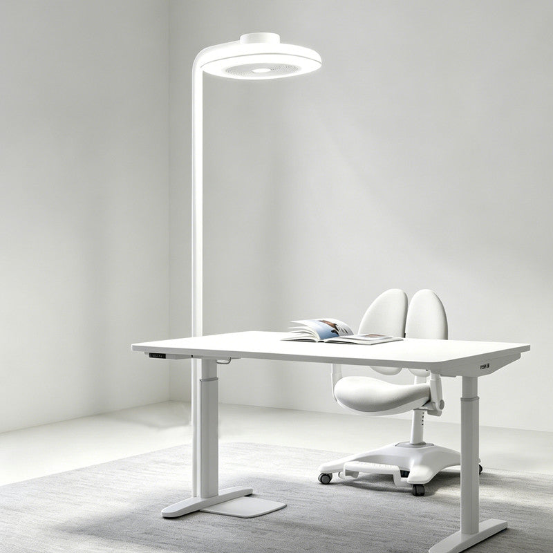 Full Spectrum Floor Lamp with Fan, Eye-Caring LED, Adjustable Standing Lamp for Home Office & Bedroom