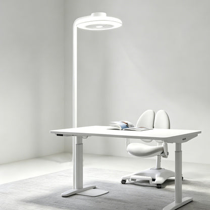 Full Spectrum Floor Lamp with Fan, Eye-Caring LED, Adjustable Standing Lamp for Home Office & Bedroom