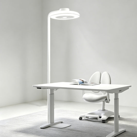 Full Spectrum Floor Lamp with Fan, Eye-Caring LED, Adjustable Standing Lamp for Home Office & Bedroom