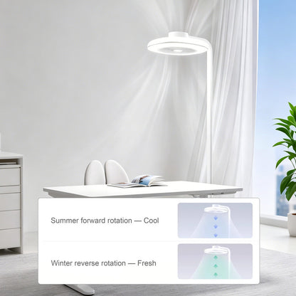 Full Spectrum Floor Lamp with Fan, Eye-Caring LED, Adjustable Standing Lamp for Home Office & Bedroom