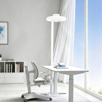 Full Spectrum Floor Lamp with Fan, Eye-Caring LED, Adjustable Standing Lamp for Home Office & Bedroom