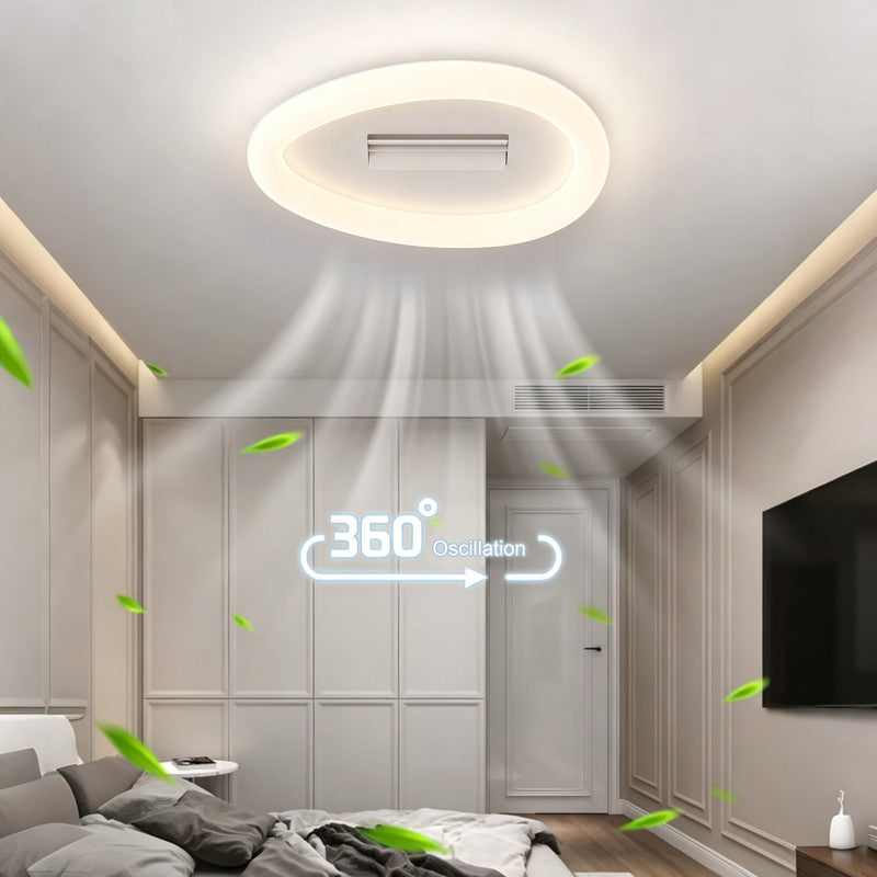 Dual Fan Bladeless Ceiling Fan with Light, Full Spectrum LED, Flush Mount, Quiet Indoor Ceiling Light for Bedroom