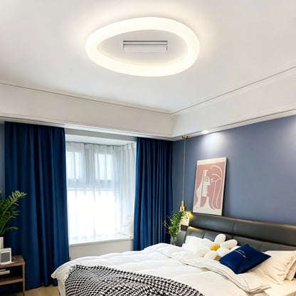 Dual Fan Bladeless Ceiling Fan with Light, Full Spectrum LED, Flush Mount, Quiet Indoor Ceiling Light for Bedroom
