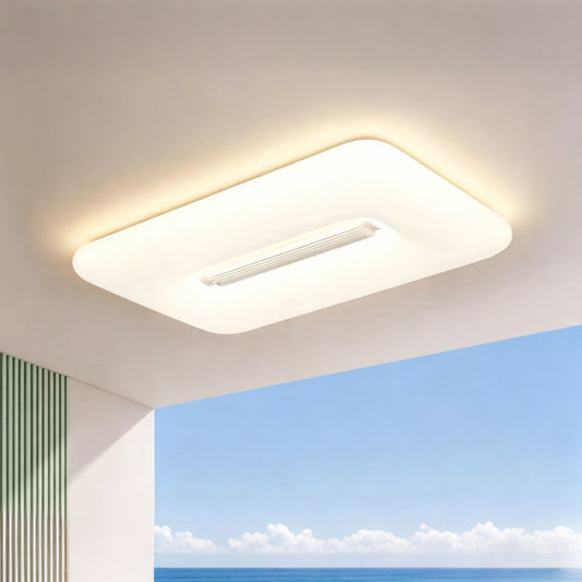 Bladeless Ceiling Fan with Light, Cream Style, Flush Mount, Indoor Ceiling Fan for Living Room
