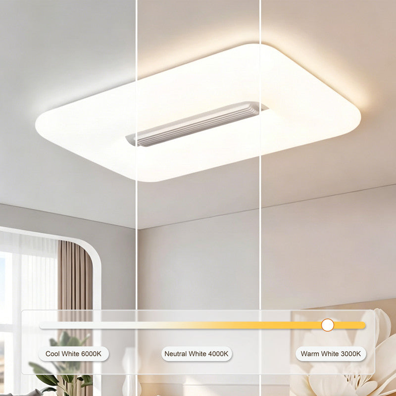 Bladeless Ceiling Fan with Light, Cream Style, Flush Mount, Indoor Ceiling Fan for Living Room