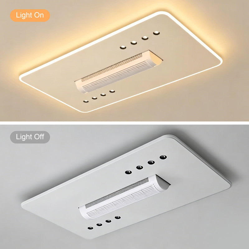 LED Ceiling Light with Bladeless Fan, Modern Minimalist Flush Mount Ceiling Fan for Living Room, Bedroom & Dining Room