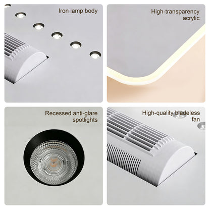LED Ceiling Light with Bladeless Fan, Modern Minimalist Flush Mount Ceiling Fan for Living Room, Bedroom & Dining Room