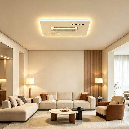 LED Ceiling Light with Bladeless Fan, Modern Minimalist Flush Mount Ceiling Fan for Living Room, Bedroom & Dining Room