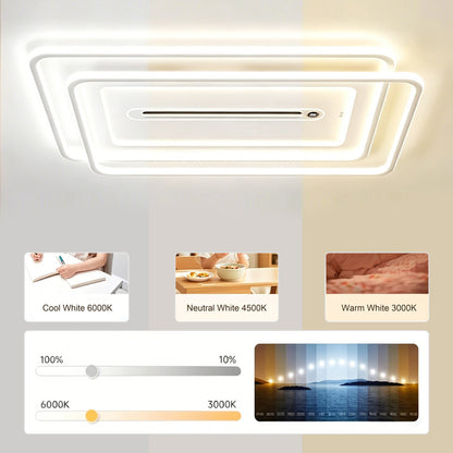 Bladeless Ceiling Fan with Light, Modern Style, Flush Mount, Quiet Indoor Fan for Living Room