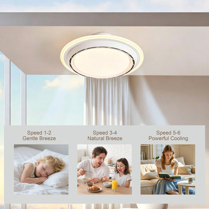 Bladeless Ceiling Fan with Light, Flush Mount, Indoor Fan for Bedroom & Dining Room