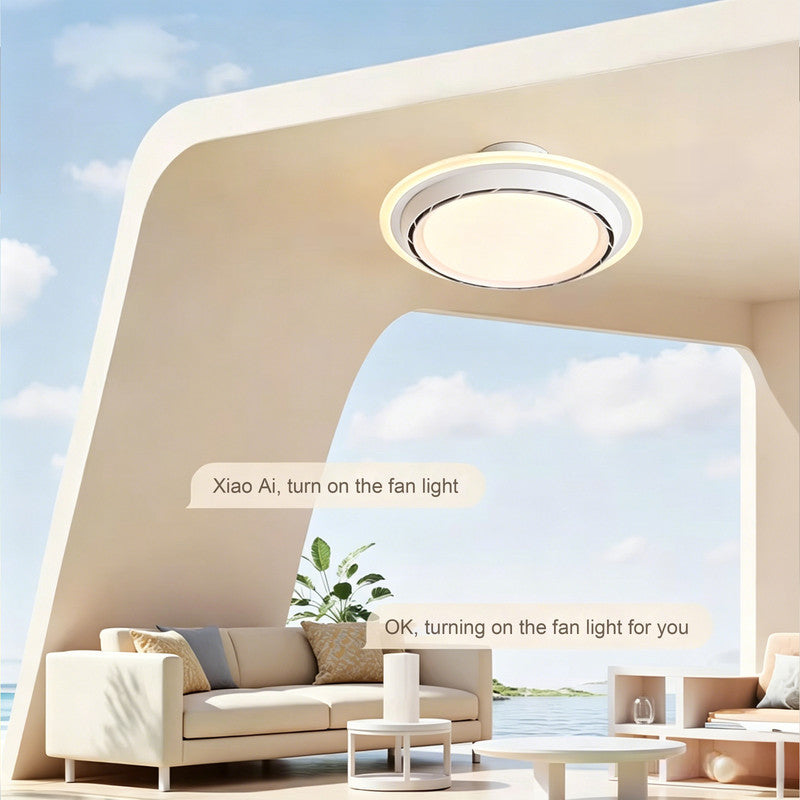 Bladeless Ceiling Fan with Light, Flush Mount, Indoor Fan for Bedroom & Dining Room