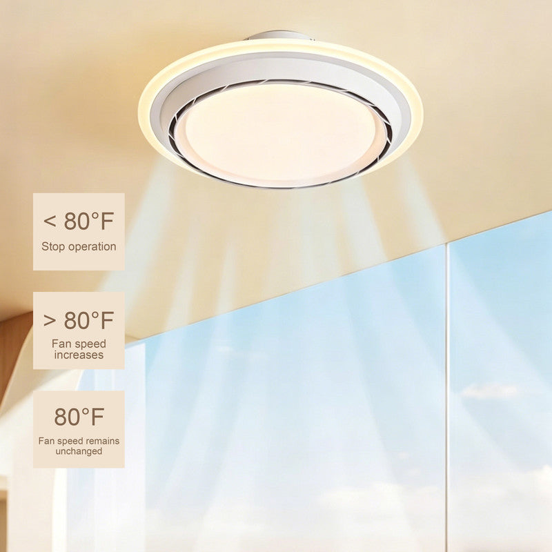 Bladeless Ceiling Fan with Light, Flush Mount, Indoor Fan for Bedroom & Dining Room