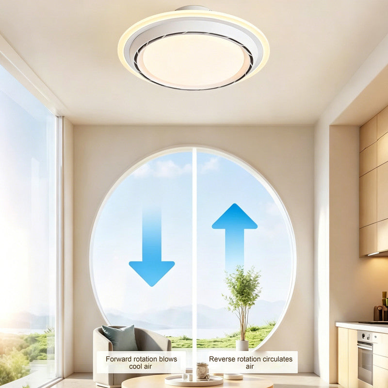 Bladeless Ceiling Fan with Light, Flush Mount, Indoor Fan for Bedroom & Dining Room