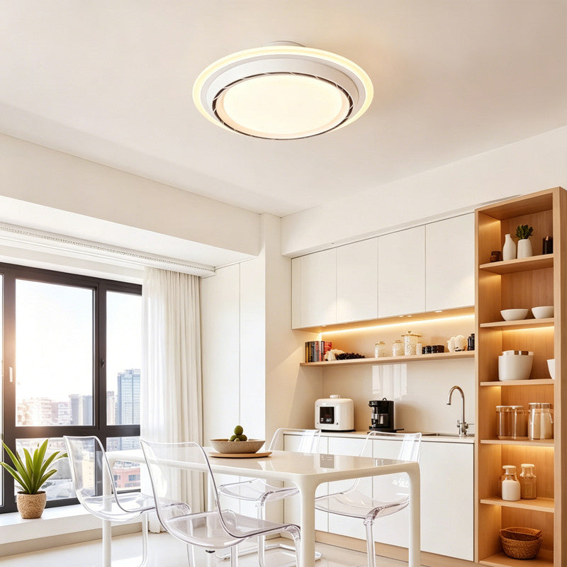 Bladeless Ceiling Fan with Light, Flush Mount, Indoor Fan for Bedroom & Dining Room
