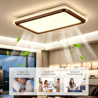 Bladeless Ceiling Fan with Light, Mid-century Modern Style, Full Spectrum LED, Flush Mount Ceiling Fan for Living Room