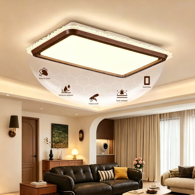 Bladeless Ceiling Fan with Light, Mid-century Modern Style, Full Spectrum LED, Flush Mount Ceiling Fan for Living Room