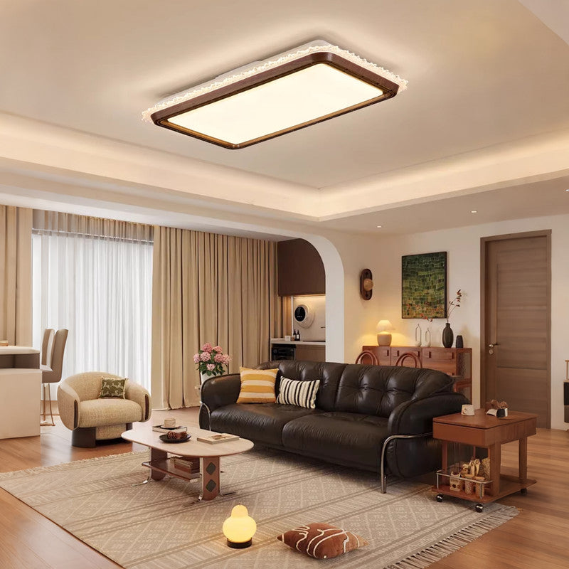 Bladeless Ceiling Fan with Light, Mid-century Modern Style, Full Spectrum LED, Flush Mount Ceiling Fan for Living Room