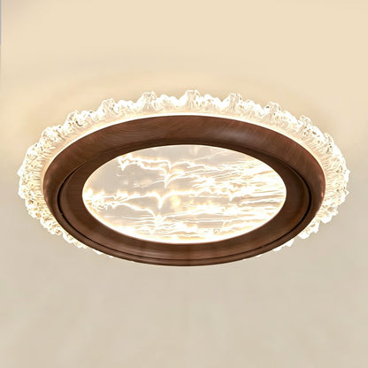 Bladeless Ceiling Fan with Light, Full Spectrum LED, Walnut Wood Finish, Flush Mount, Indoor Ceiling Fan for Bedroom