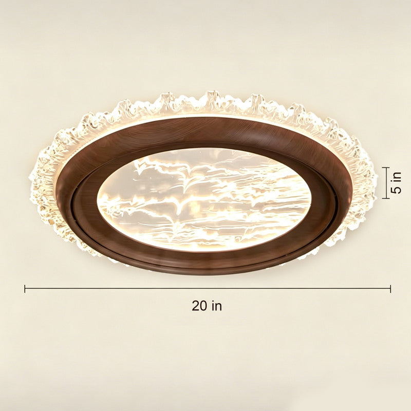Bladeless Ceiling Fan with Light, Full Spectrum LED, Walnut Wood Finish, Flush Mount, Indoor Ceiling Fan for Bedroom