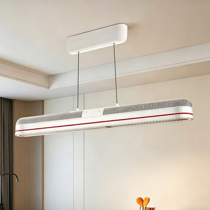 Linear Adjustable Ceiling Fan with Light, Bladeless Design, Full Spectrum LED, Modern Dining Room Pendant Light