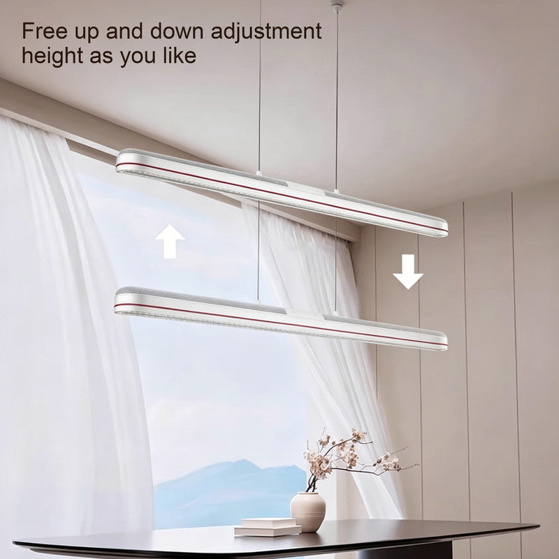 Linear Adjustable Ceiling Fan with Light, Bladeless Design, Full Spectrum LED, Modern Dining Room Pendant Light
