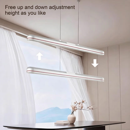 Linear Adjustable Ceiling Fan with Light, Bladeless Design, Full Spectrum LED, Modern Dining Room Pendant Light