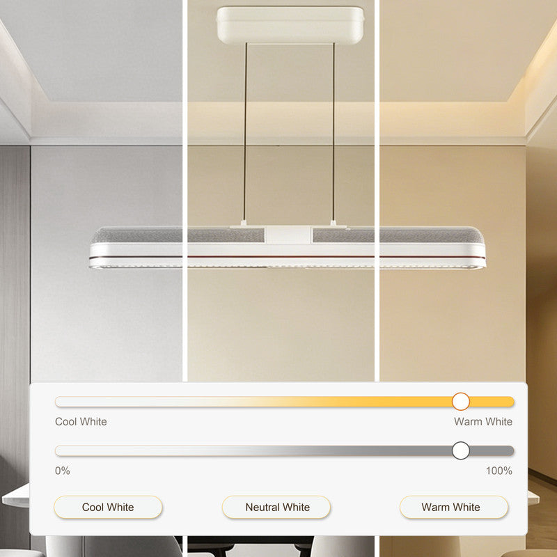 Linear Adjustable Ceiling Fan with Light, Bladeless Design, Full Spectrum LED, Modern Dining Room Pendant Light