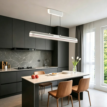 Linear Adjustable Ceiling Fan with Light, Bladeless Design, Full Spectrum LED, Modern Dining Room Pendant Light