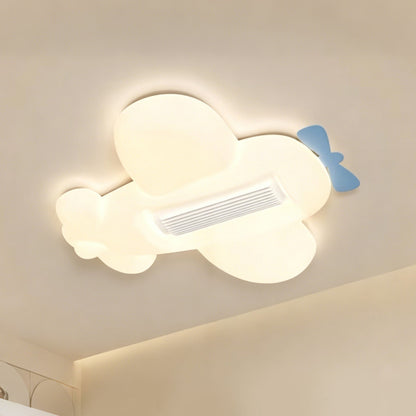 Bladeless Ceiling Fan with Light, Airplane Design, Full Spectrum LED, Flush Mount, Indoor Ceiling Fan for Kids Room & Bedroom