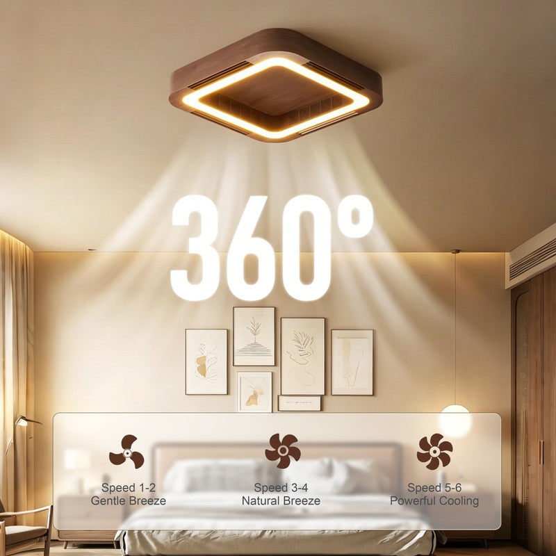 Bladeless Ceiling Fan with Light, Flush Mount, Indoor Ceiling Fan for Living Room, Bedroom & Dining Room