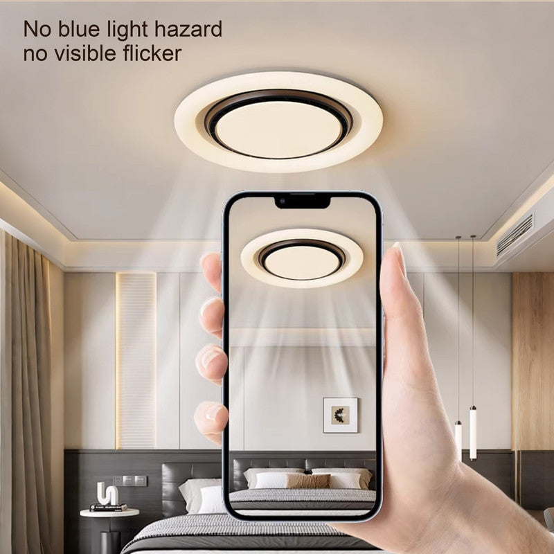 Smart Bladeless Ceiling Fan with Light, Flush Mount, Air Circulating Ceiling Fan for Living Room, Dining Room & Bedroom