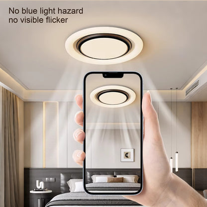 Smart Bladeless Ceiling Fan with Light, Flush Mount, Air Circulating Ceiling Fan for Living Room, Dining Room & Bedroom