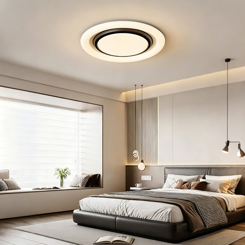 Smart Bladeless Ceiling Fan with Light, Flush Mount, Air Circulating Ceiling Fan for Living Room, Dining Room & Bedroom