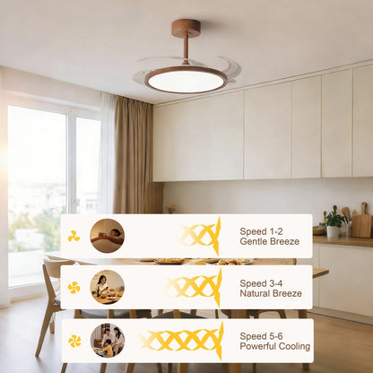 42 in. Ceiling Fan with Light, Flush Mount, Mid-century Modern, Indoor Ceiling Fan for Bedroom & Dining Room