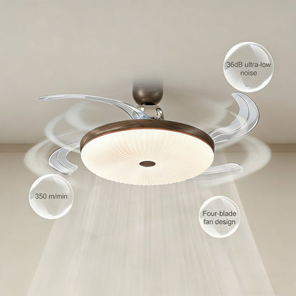 42 in. Ceiling Fan with Light, Retractable Blades, Mid-century Modern Style, Flush Mount, Quiet Indoor Ceiling Fan for Bedroom & Dining Room
