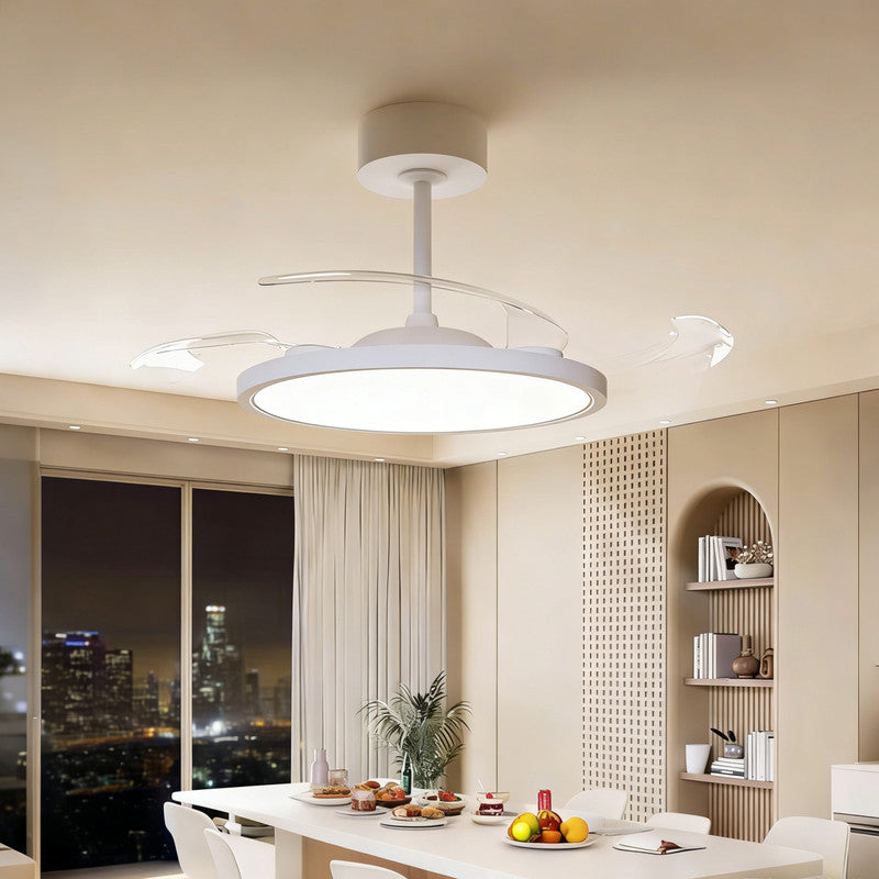 42 in. Ultra Thin Ceiling Fan with Light, Retractable Blades, Flush Mount, Indoor Ceiling Fan for Living Room, Bedroom & Dining Room