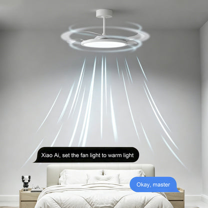 42 in. Ultra Thin Ceiling Fan with Light, Retractable Blades, Flush Mount, Indoor Ceiling Fan for Living Room, Bedroom & Dining Room