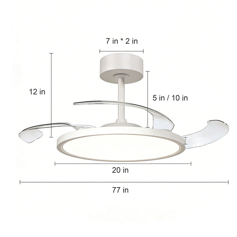 42 in. Ultra Thin Ceiling Fan with Light, Retractable Blades, Flush Mount, Indoor Ceiling Fan for Living Room, Bedroom & Dining Room
