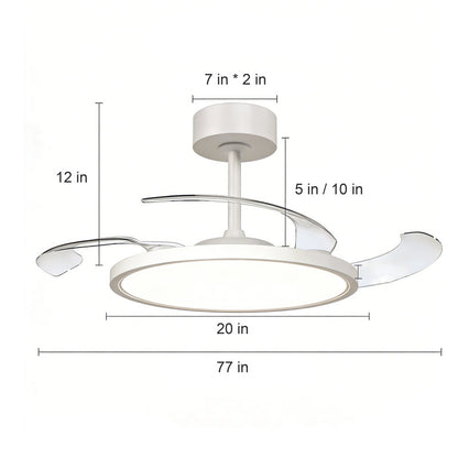42 in. Ultra Thin Ceiling Fan with Light, Retractable Blades, Flush Mount, Indoor Ceiling Fan for Living Room, Bedroom & Dining Room