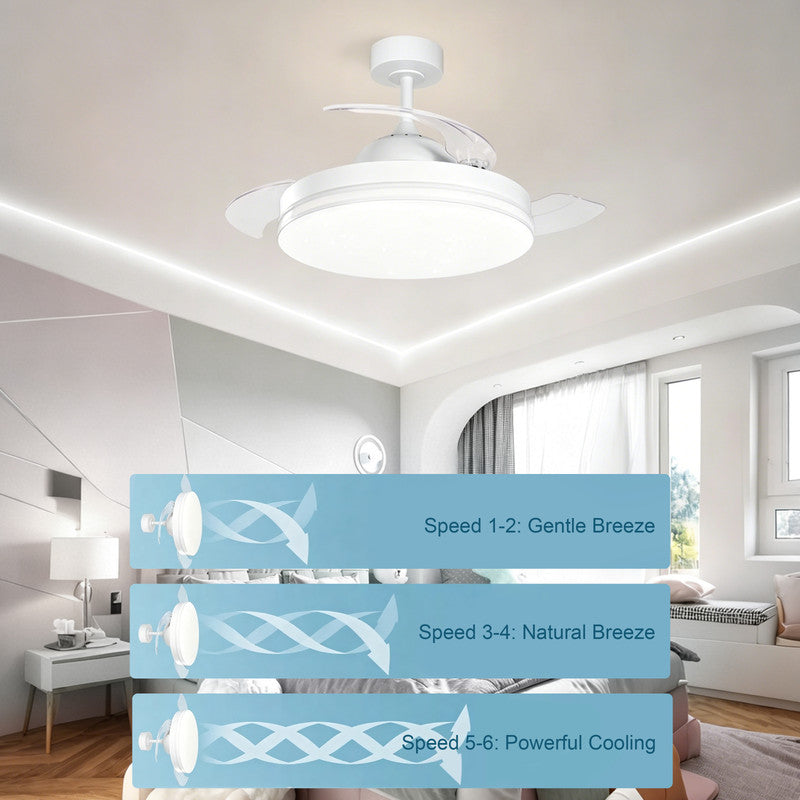 42 in. Ceiling Fan with Light, Minimalist Style, Cool Breeze Design, Flush Mount, Indoor Fan for Living Room, Dining Room & Bedroom