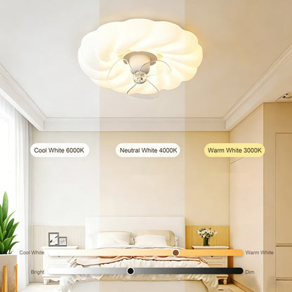 42 in. Ceiling Fan with Light, Cream Style, Flush Mount, Full Spectrum LED, Indoor Fan for Bedroom & Kids Room